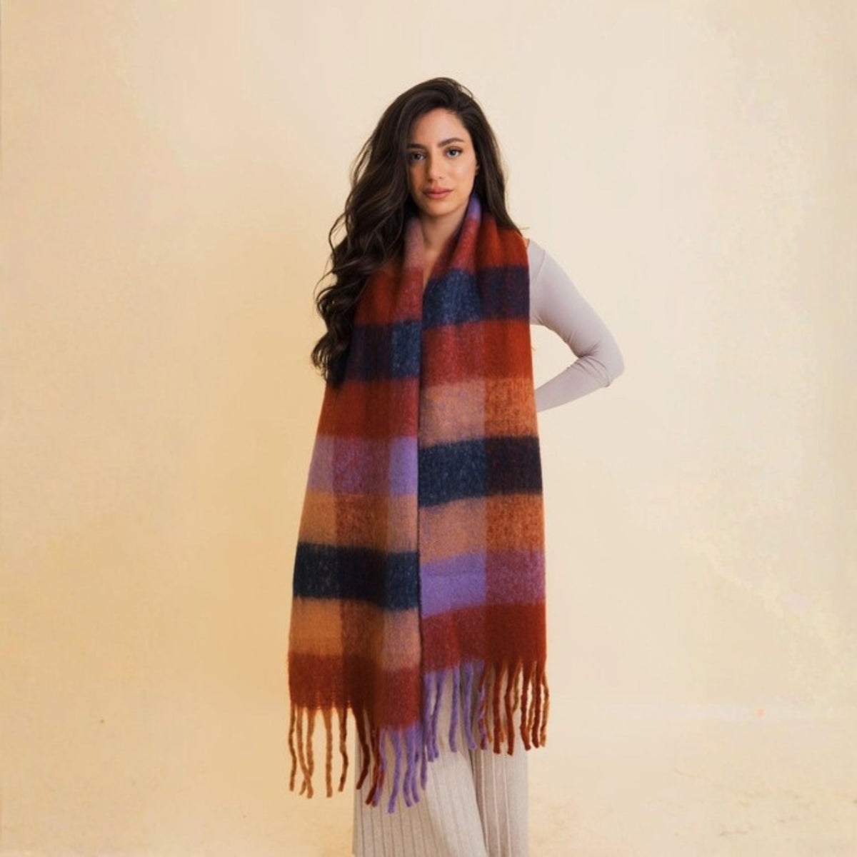 Cozy Breeze Oversized Fringe Scarf