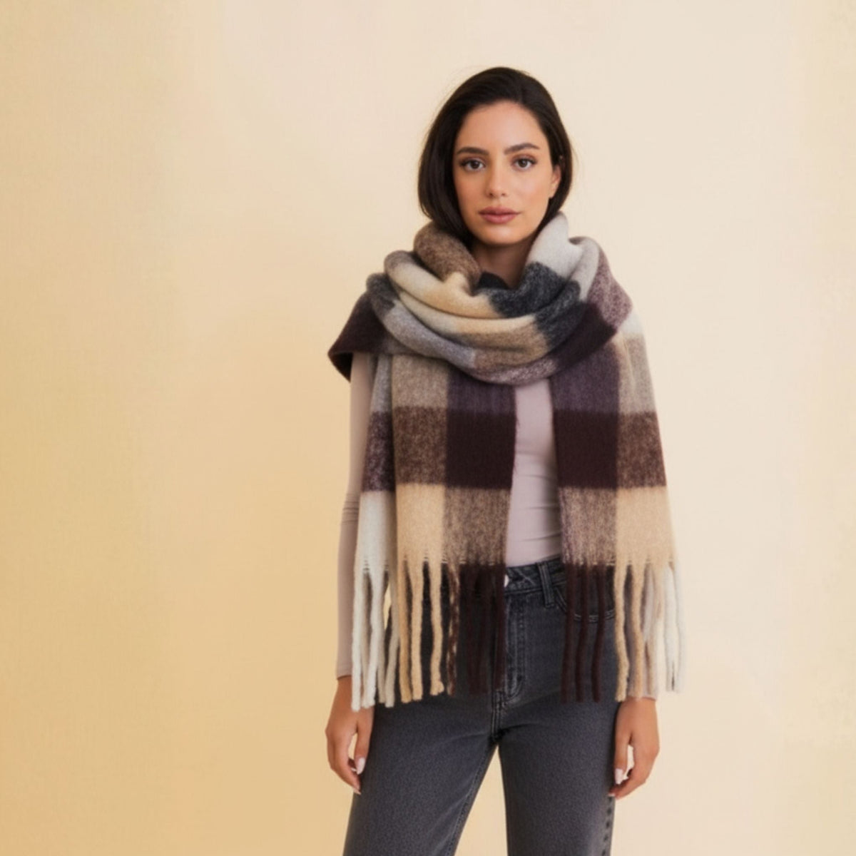 Cozy Breeze Oversized Fringe Scarf