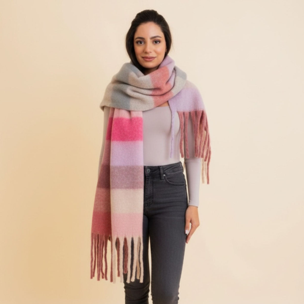 Cozy Breeze Oversized Fringe Scarf