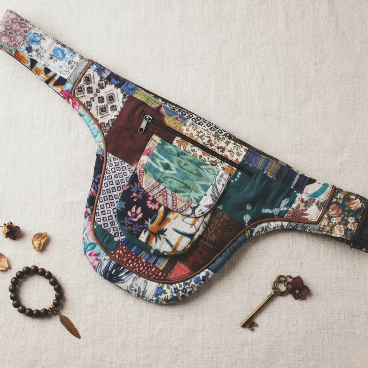 Woodstock Dreams Cotton Patchwork Utility Belt Fanny Pack