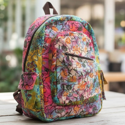 Woodstock Dreams Embroidered Tie Dye Canvas Backpack
