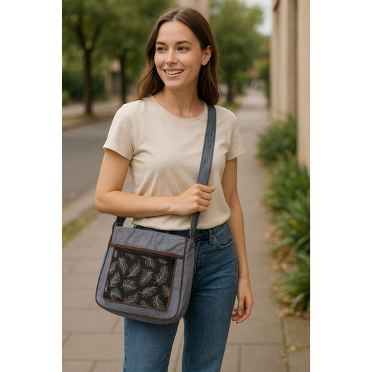 Feather Print Crossbody Bag