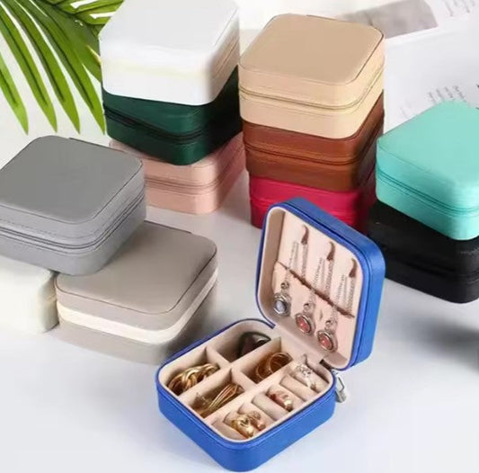 Jet Set Jewelry Case — Mini Vegan Leather Travel Organizer (Assorted Colors)